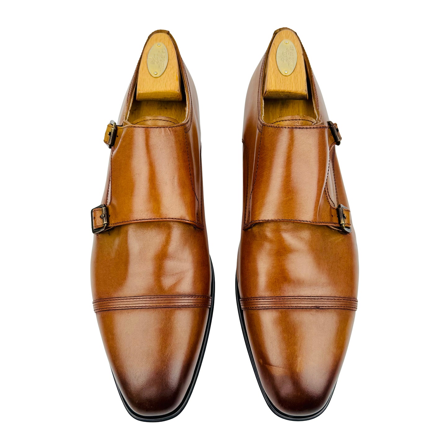 Dune London Men's Brown Leather Monkstrap Shoes (Size 43)