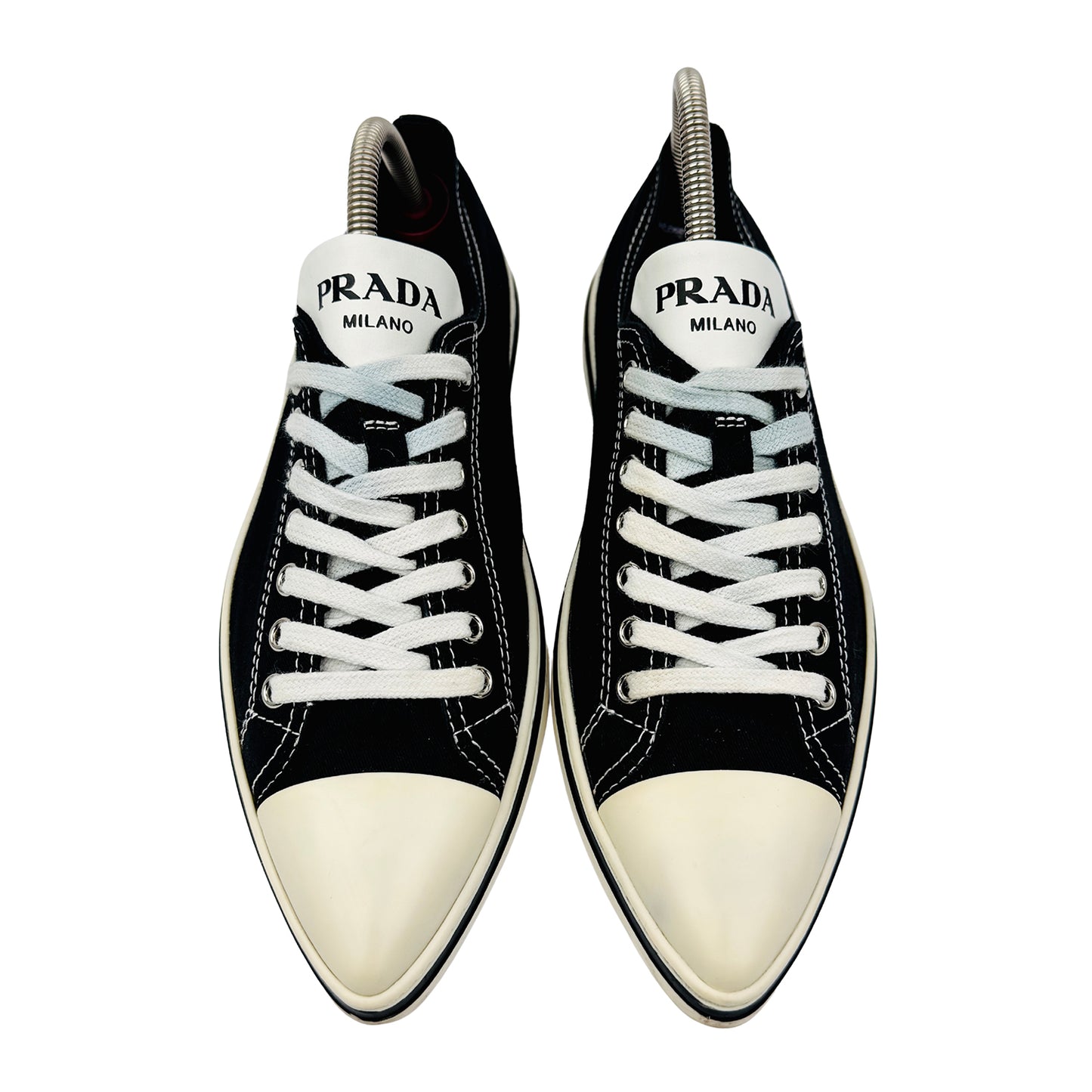 Prada Canvas Pointer Toe Low-Top Sneakers (Size 35/36) - 1E613M