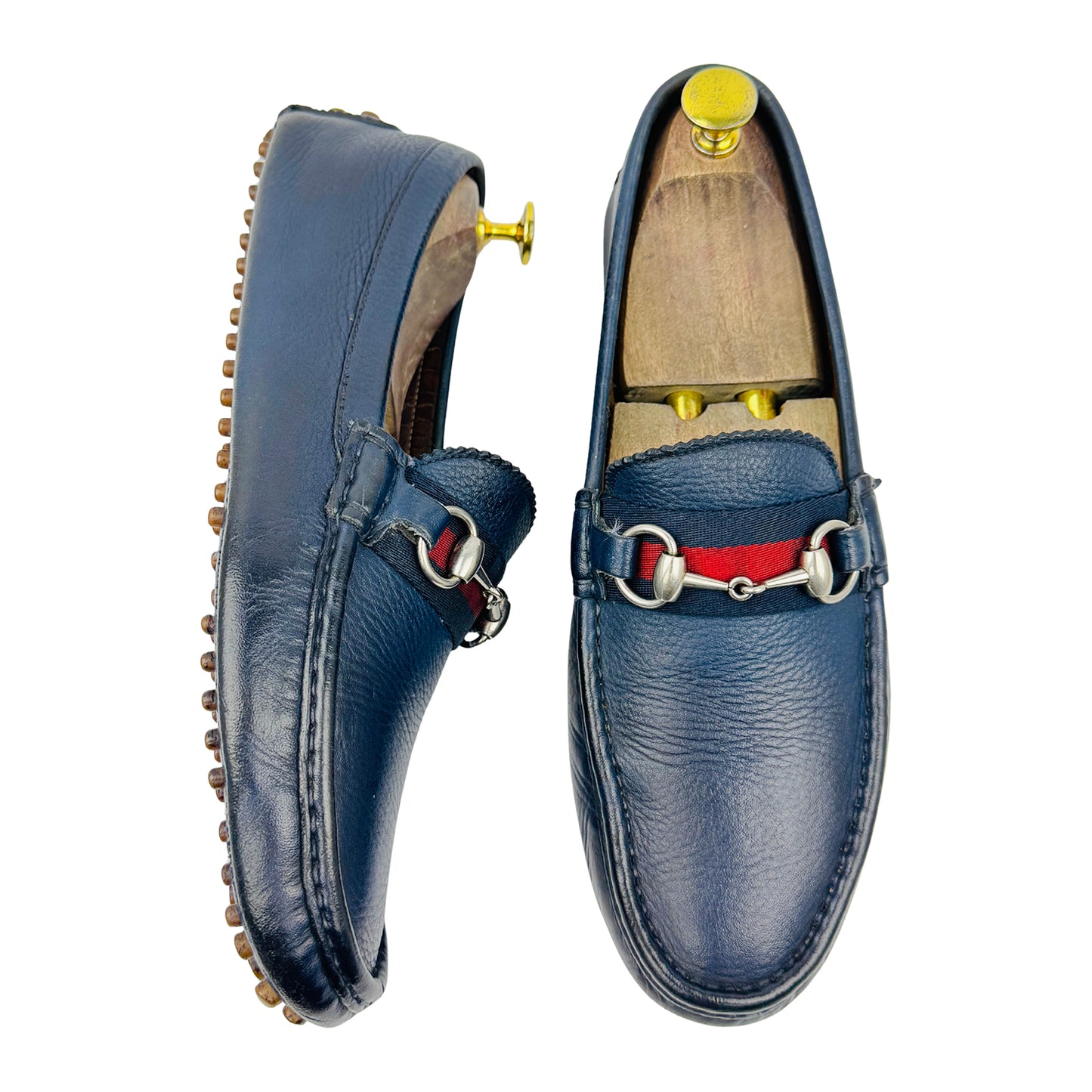 Gucci Men's Navy Blue Horsebit Loafers (Size 42)