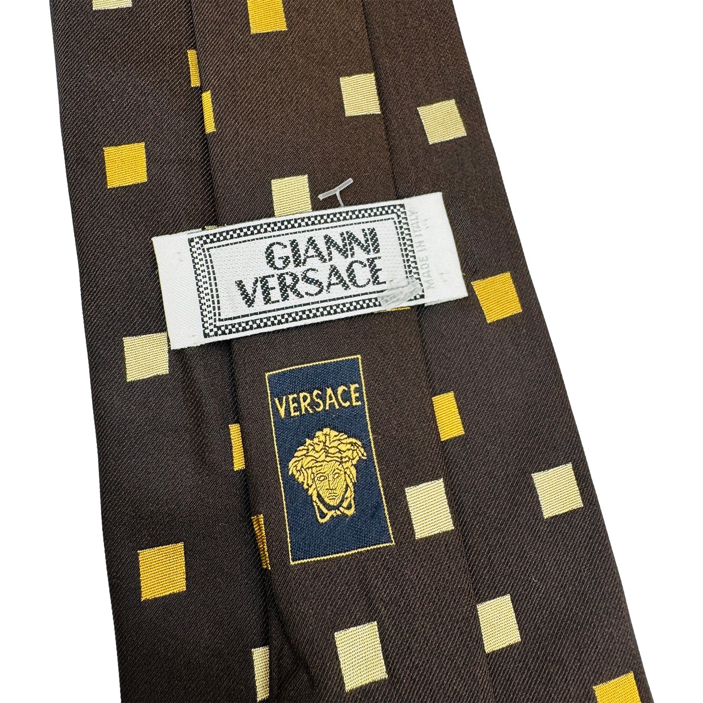 Versace Dark Brown 'Square Pattern' Tie (Size Regular)