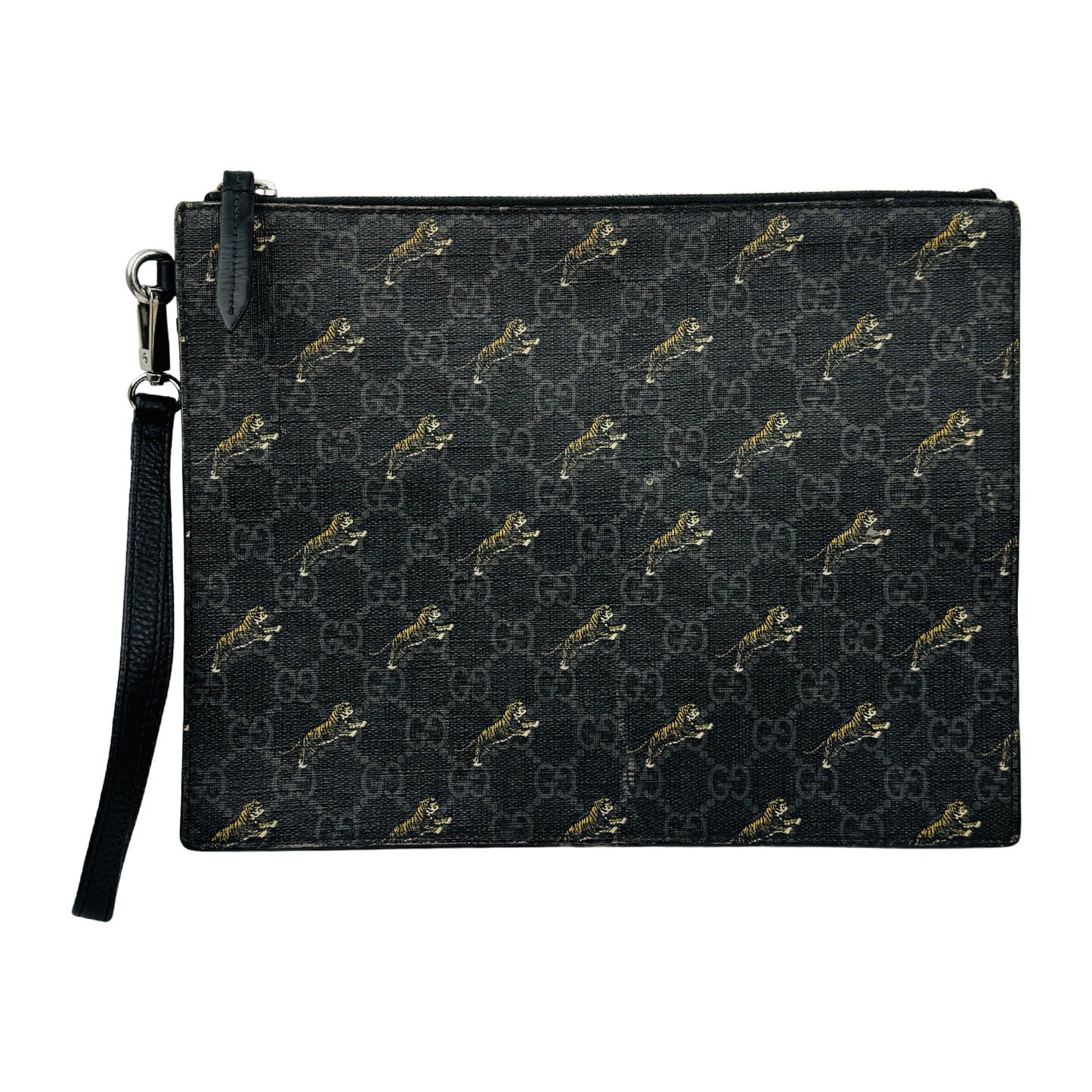 Gucci GG Supreme Tiger Print Zippered Clutch Bag - 575136