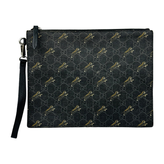 Gucci GG Supreme Tiger Print Zippered Clutch Bag - 575136