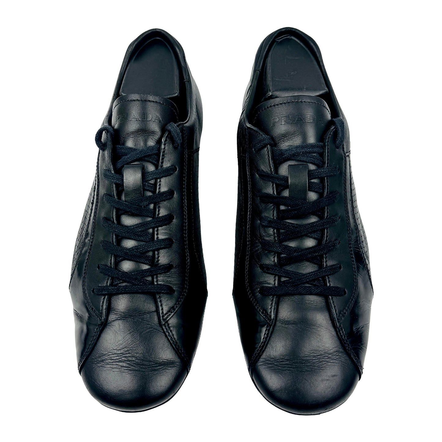 Prada Men's Black Leather Sneakers (Size 42)