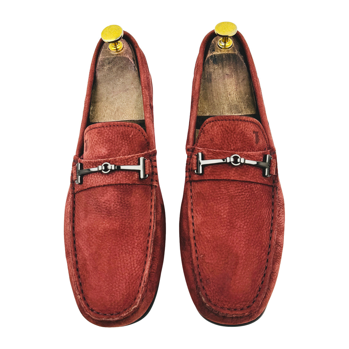 Tods Double T Dark Red Suede Loafers (Size 42)