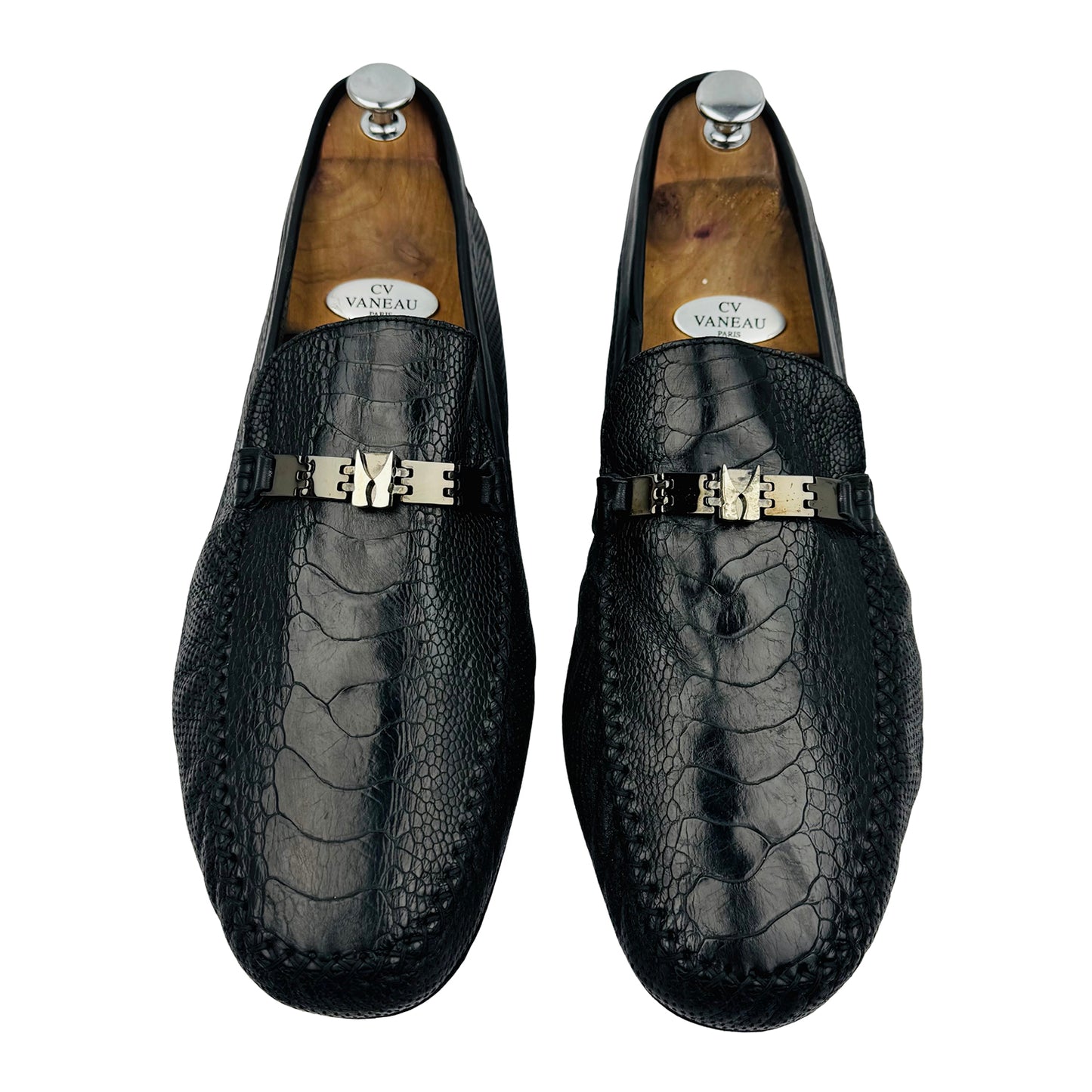 Moreschi Men's Black Croc Embossed Loafer (Size 45)