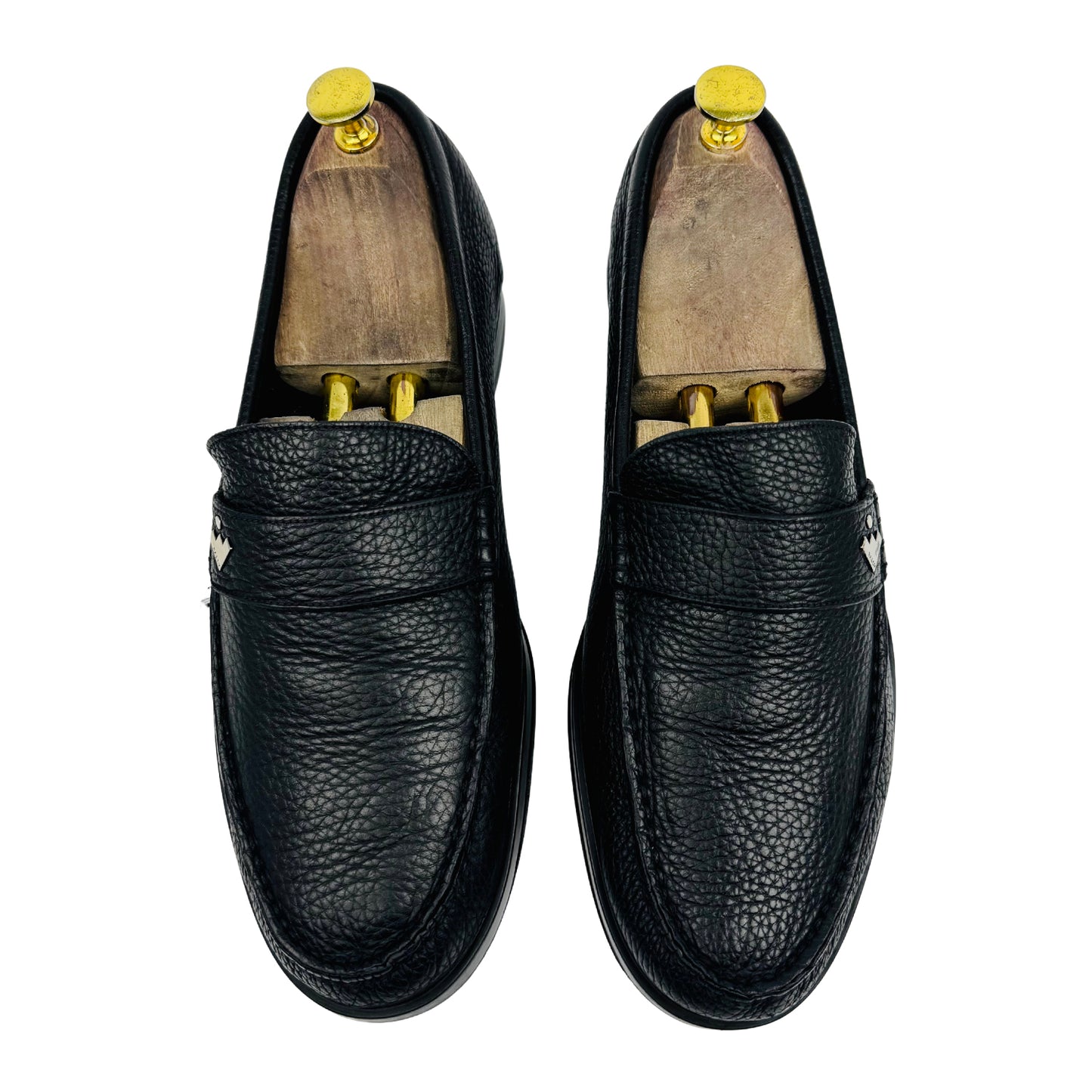 Bally Men's Black Pebbled Leather Loafers (Size 42.5/43)