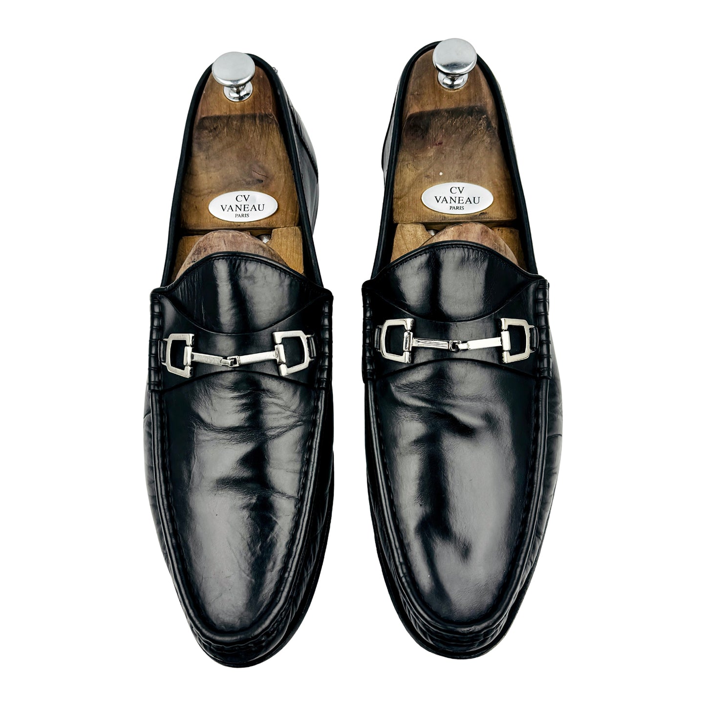 Gucci Men's Black Leather Horsebit Loafers (Size 45)