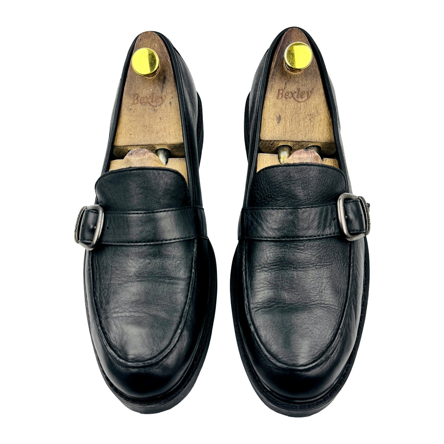 Chaps Wilder Black Leather Buckle Loafers (Size 43.5)