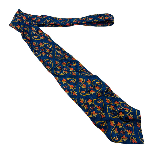 Yves Saint Laurent Deep Navy 'Vine Motifs' Tie (Size Regular)