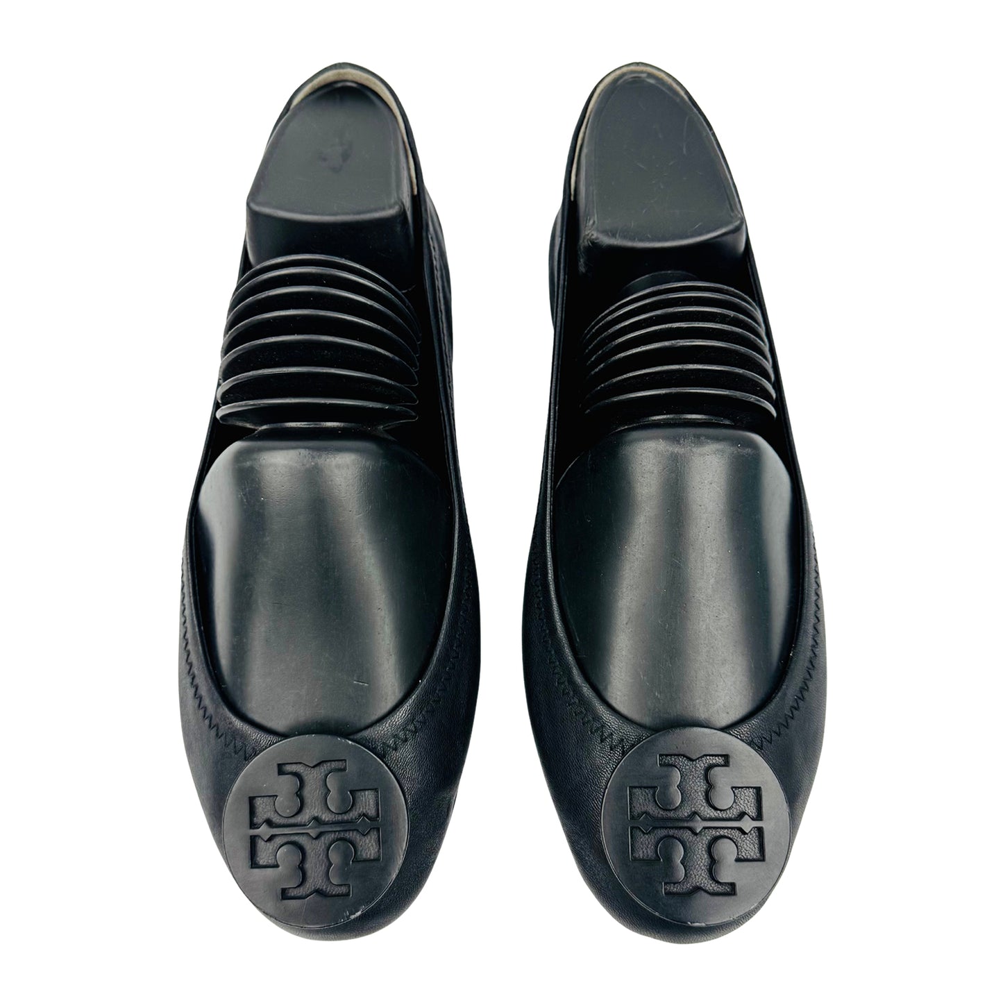 Tory Burch Minnie Travel Black Leather Ballet Flats (Size 37/37.5)