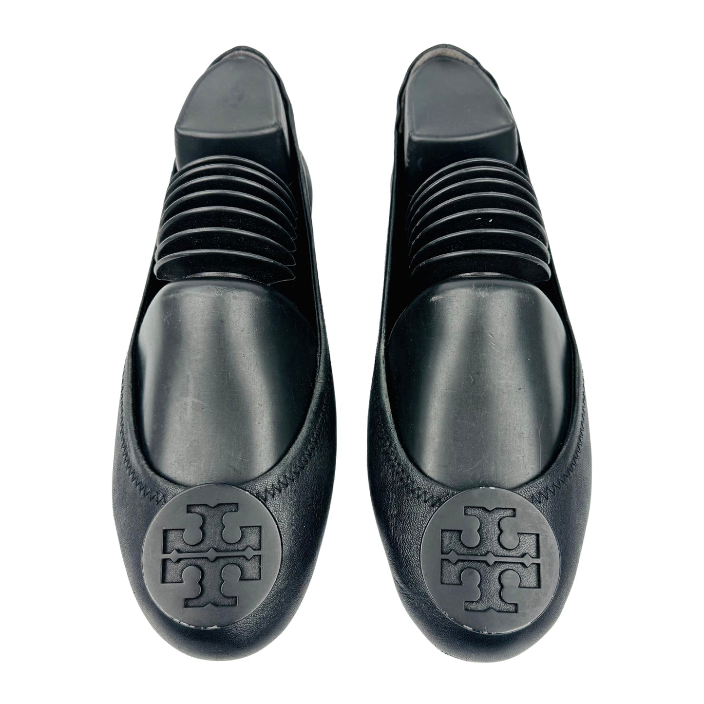 Tory Burch Minnie Travel Black Leather Ballet Flats (Size 38)