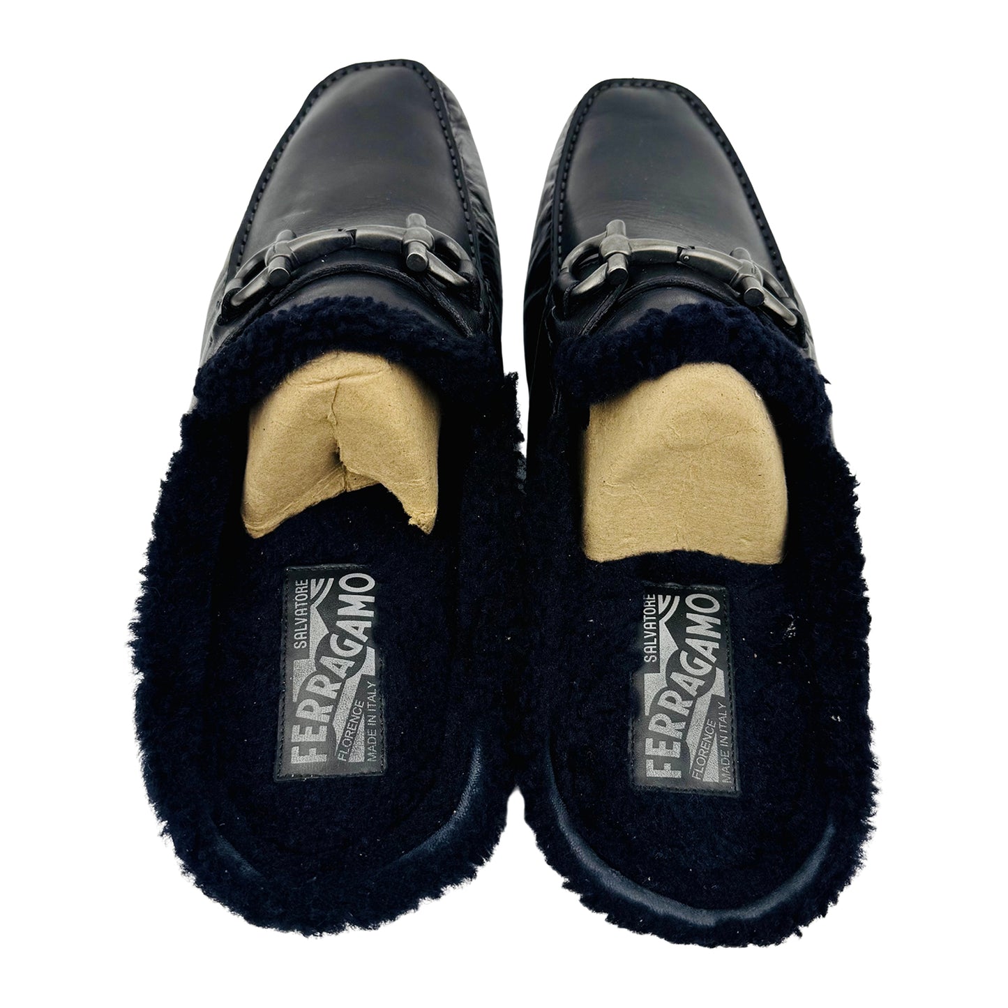 Salvatore Ferragamo Shearling-Lined Mules (Size 45/45.5)