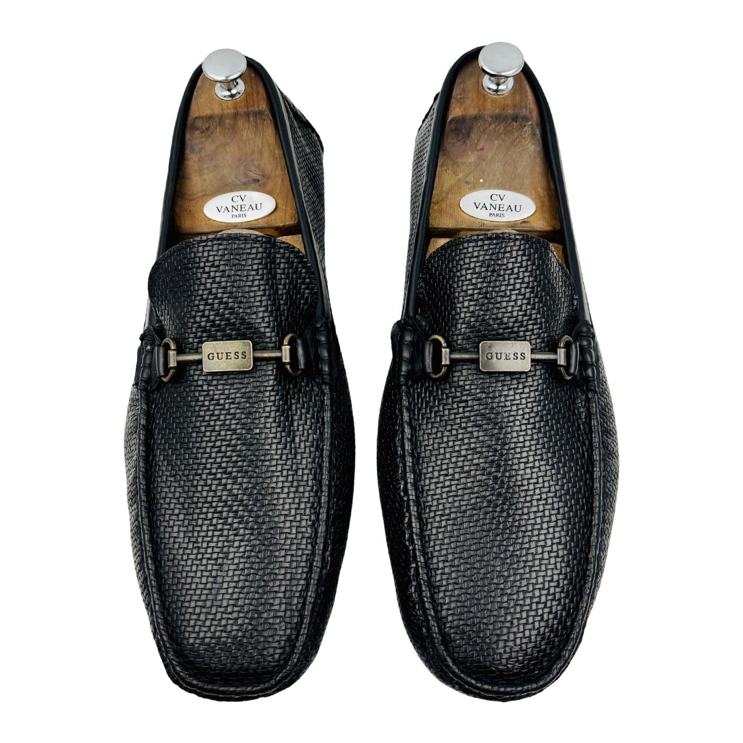 Guess Men's Black Woven Loafers (Size 46)