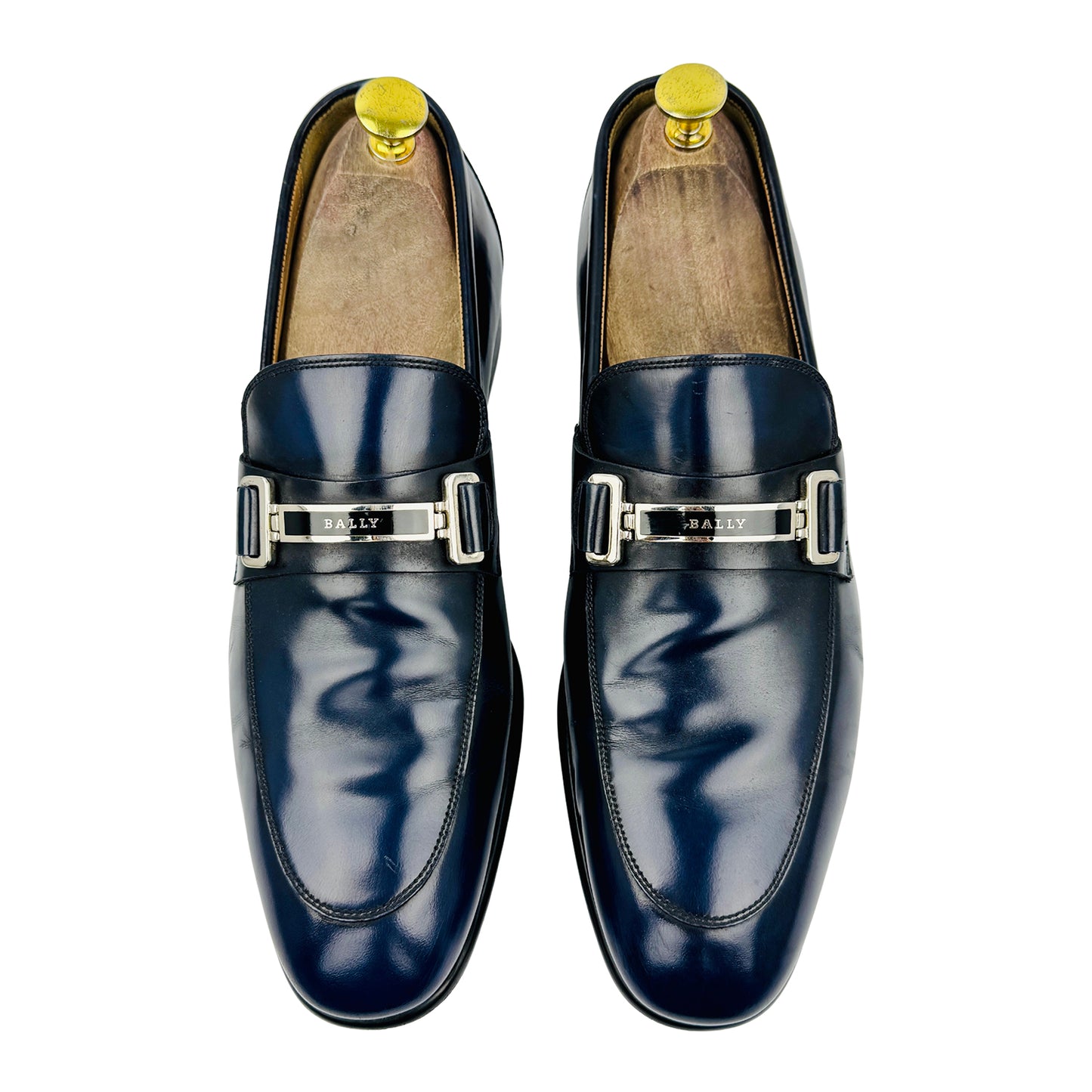 Bally Men's Navy Blue Polished Leather Loafers (Size 42.5)