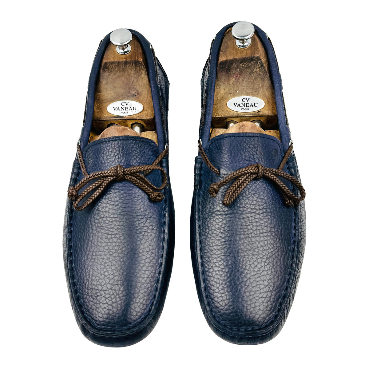 Bally Grained Leather Navy Loafers (Size 45)