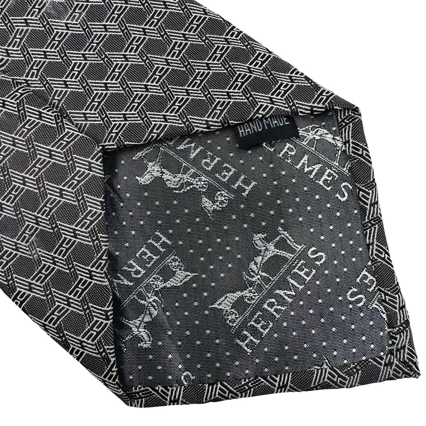 Hermès Charcoal Grey 'Geometric Pattern' Tie (Size Regular)