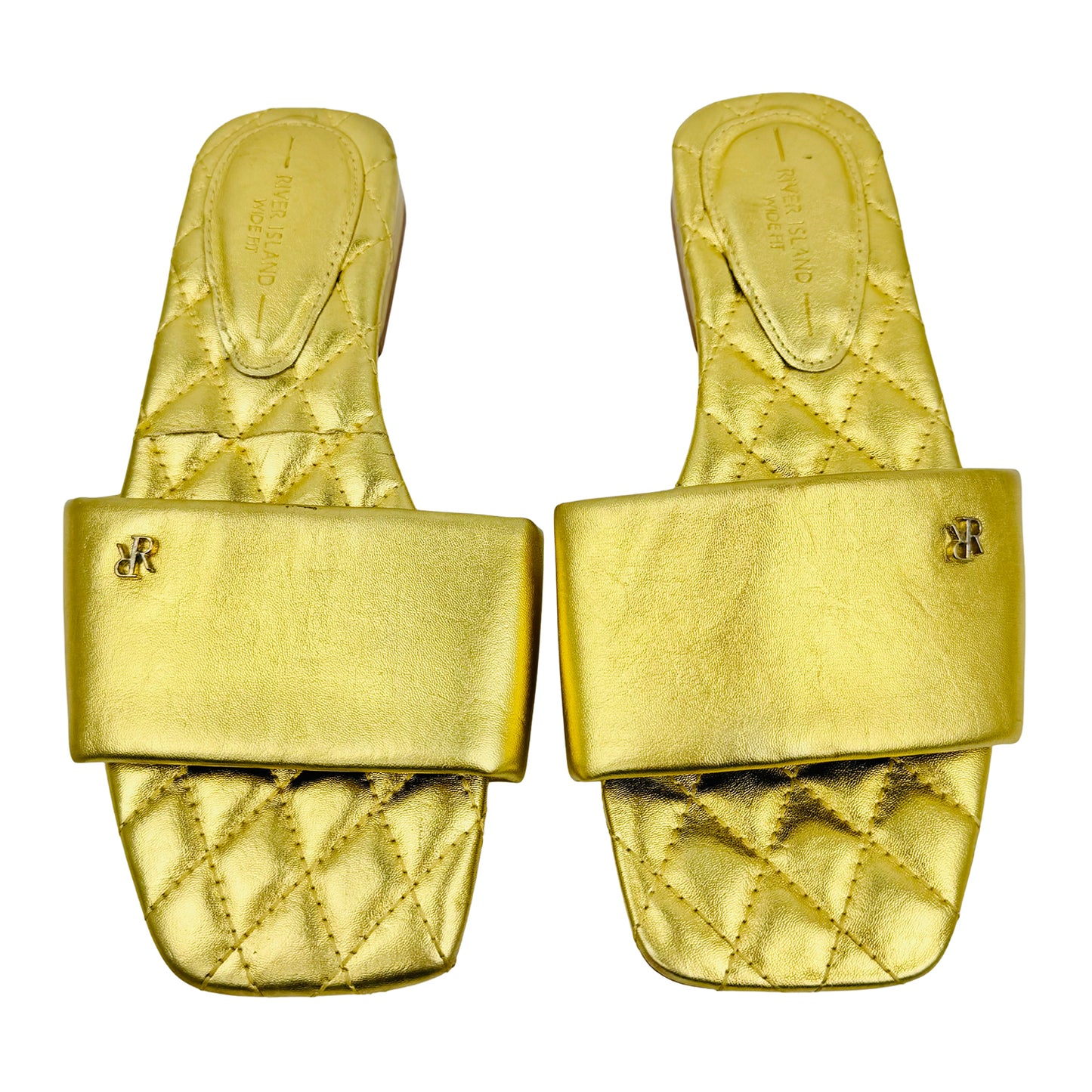 River Island Women's Gold Sandal Slippers (Size 36)