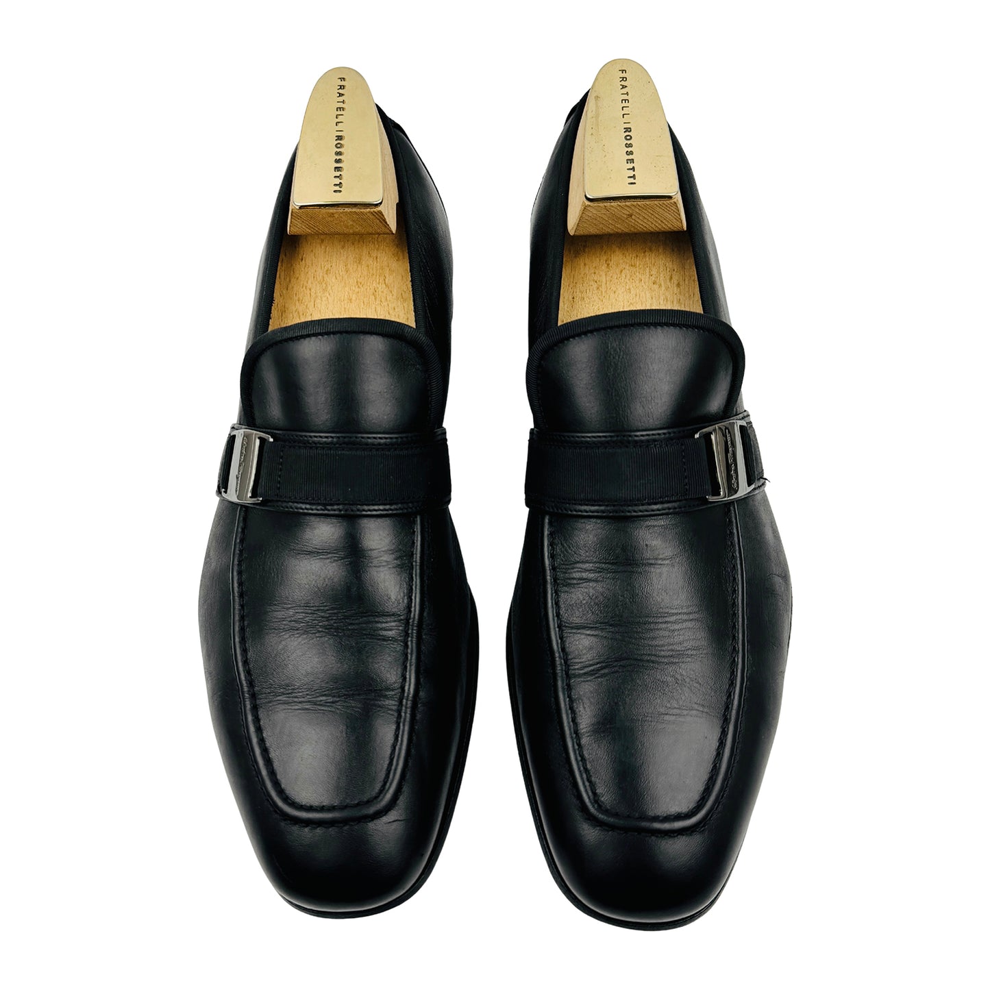 Salvatore Ferragamo Black Strap Loafers (Size 44)