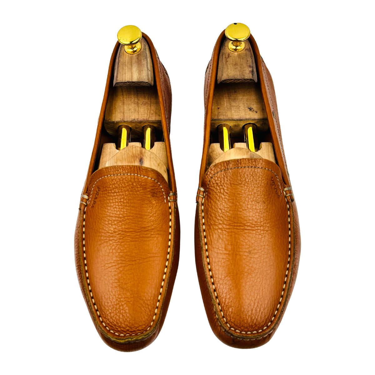 Prada Tan Brown Leather Driving Loafers (Size 41)