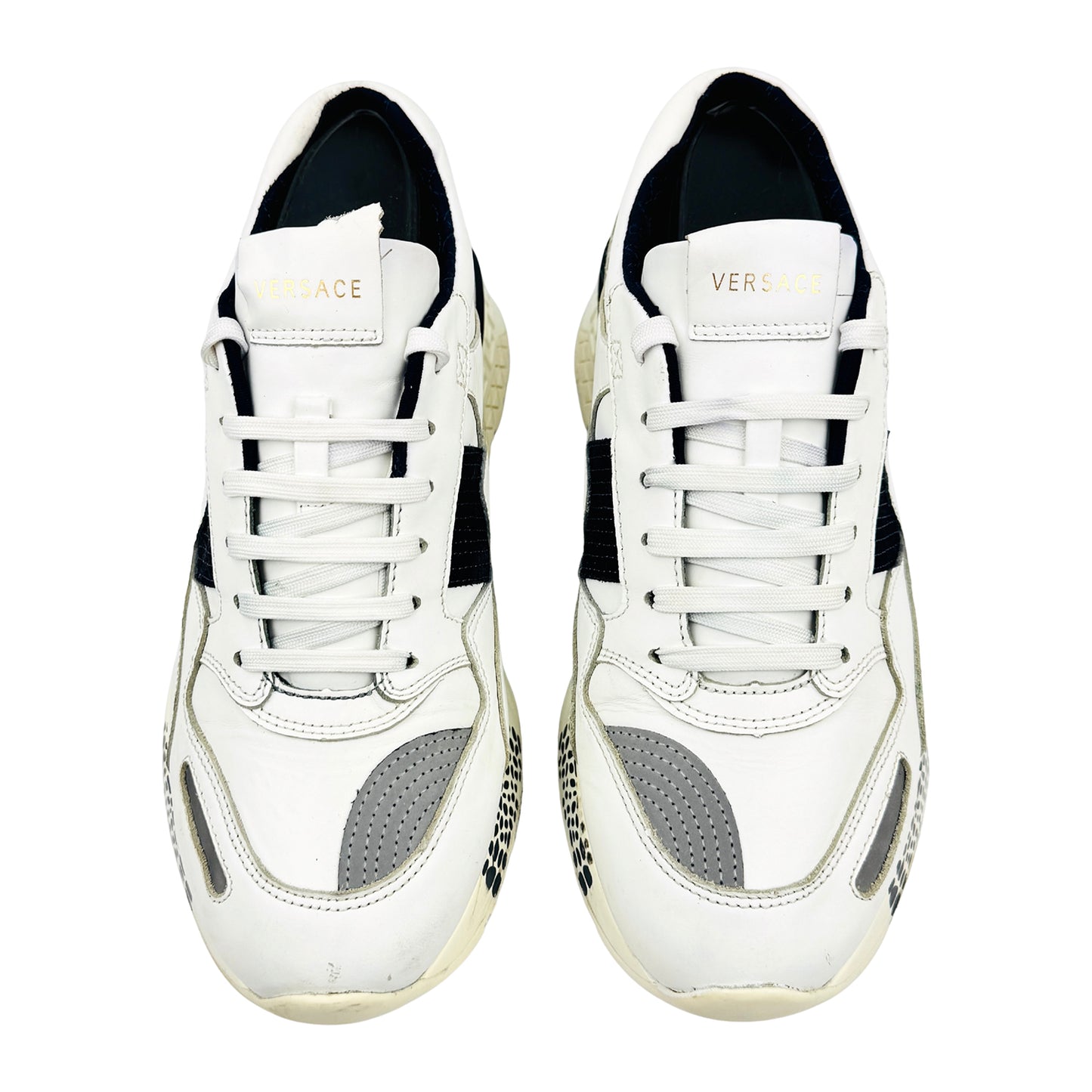 Versace 'White Black' Leather Sneakers (Size 39/39.5)