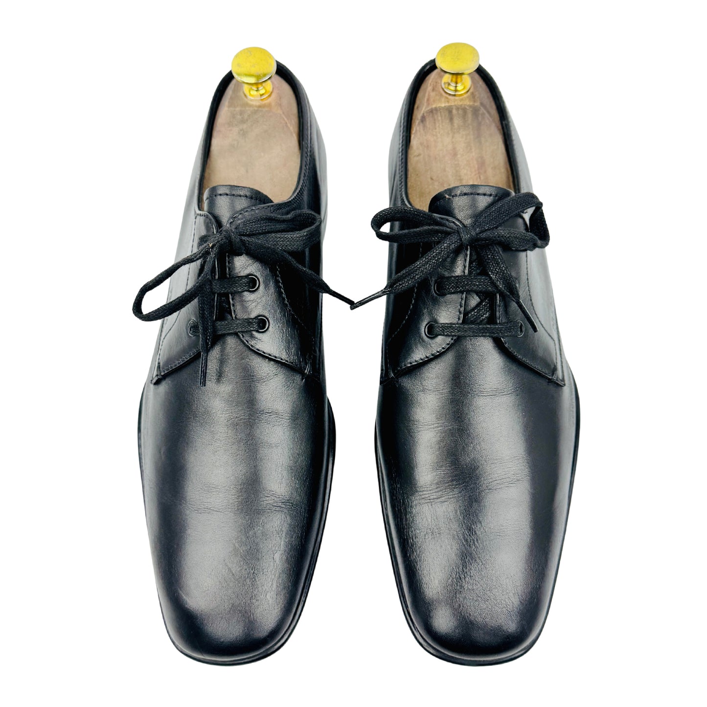 Prada Men's Black Leather Derby Shoes (Size 42.5)