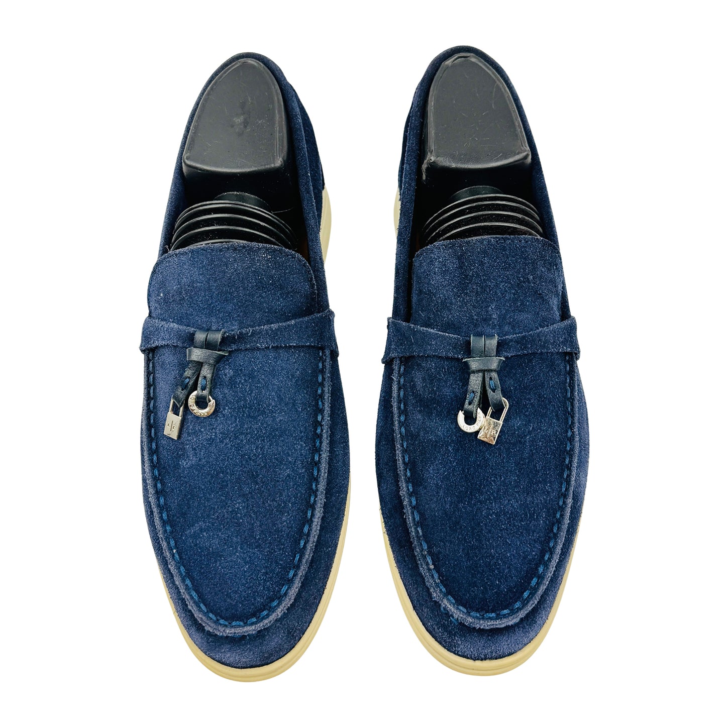 Loro Piana Summer Charms Walk Navy Blue Loafers (Size 40) - I43182