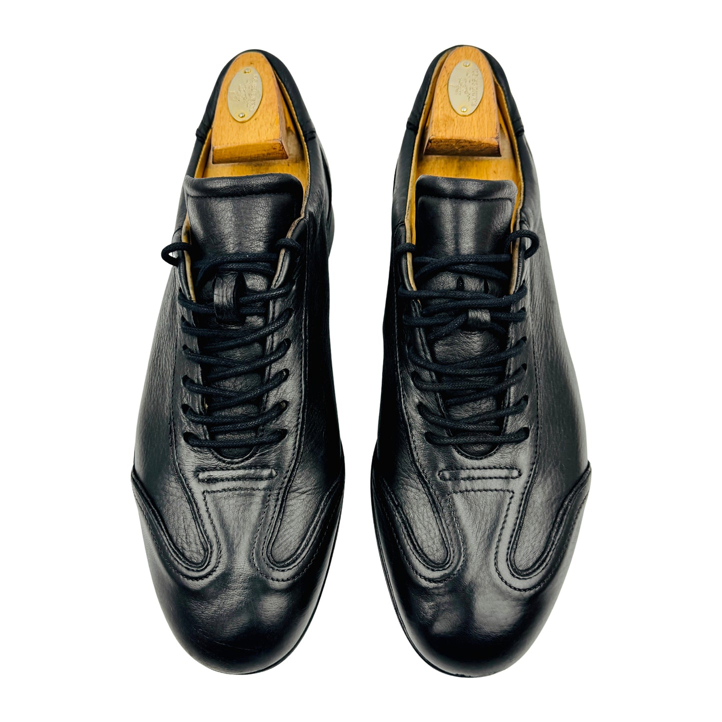Quarvif Men's Black Leather Sneakers (Size 42/42.5)