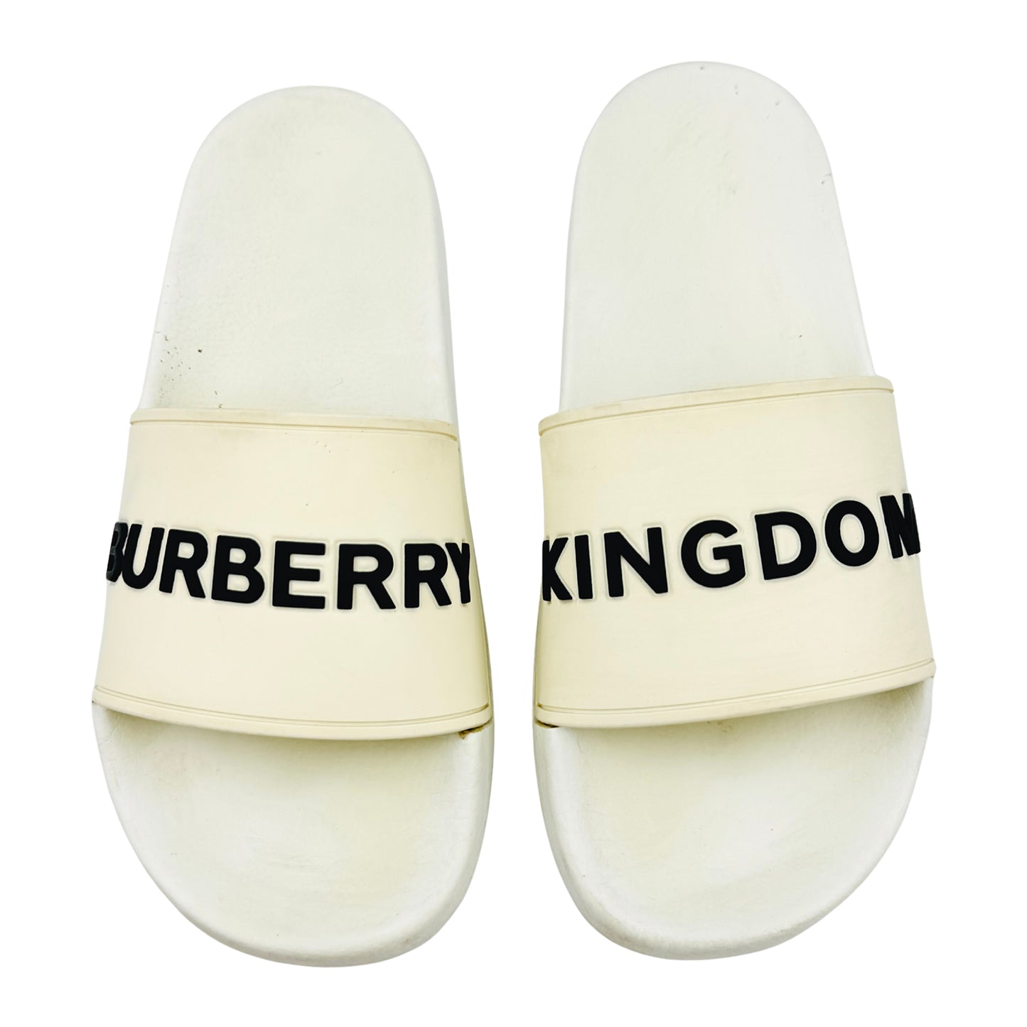 Burberry Kingdom Motif White Slides (Size 39)