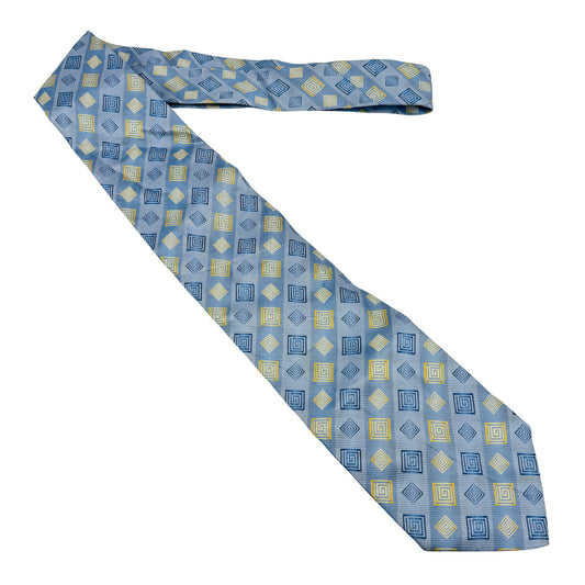 Versace Light Blue 'Geometric Motifs' Silk Tie (Size Regular)