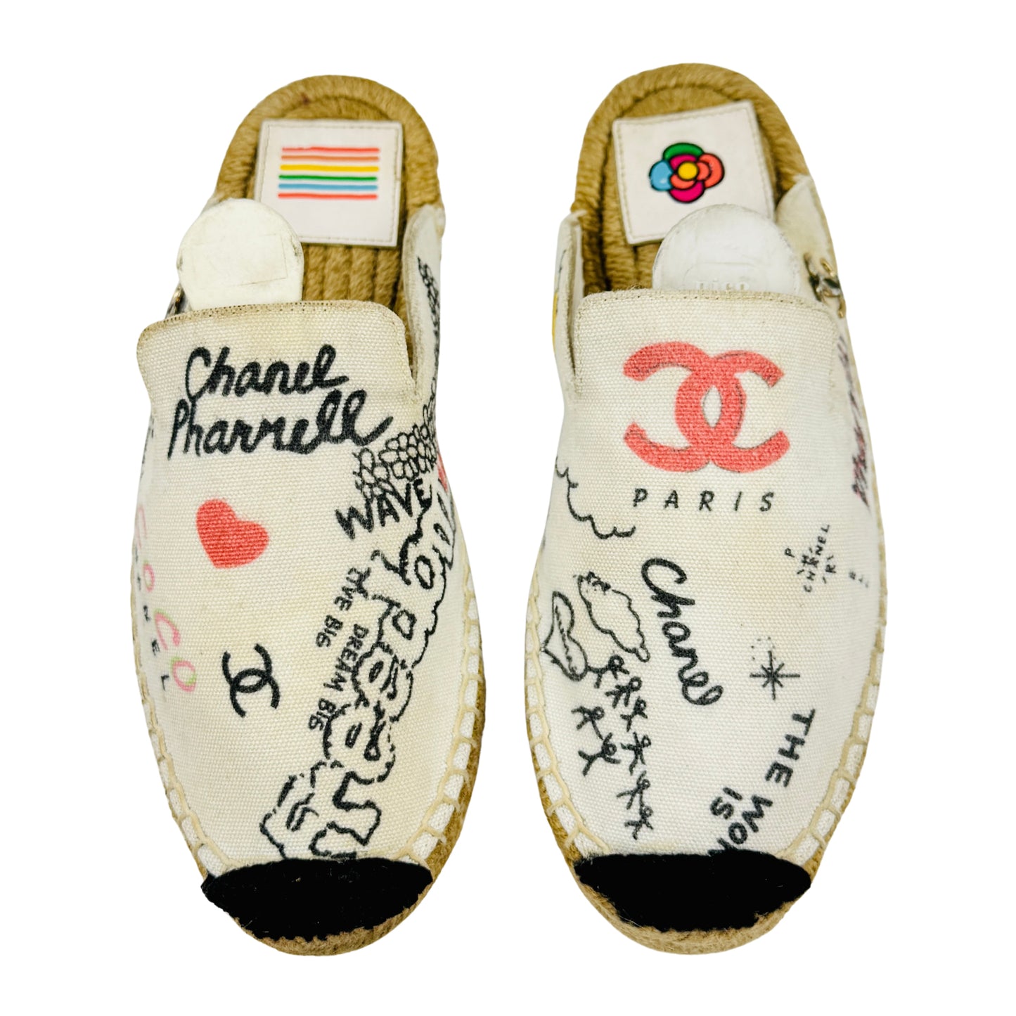 Chanel X Pharrell Off-White Espadrille Mules (Size 35)