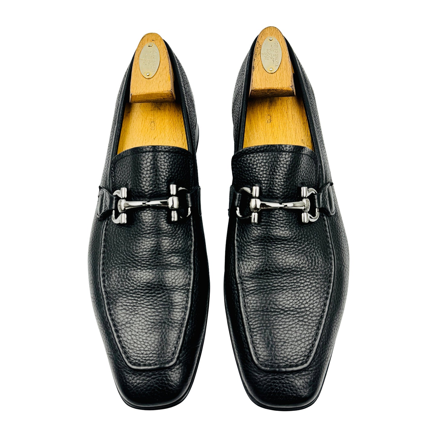 Salvatore Ferragamo Black Pebbled Leather Loafers (Size 43/43.5)