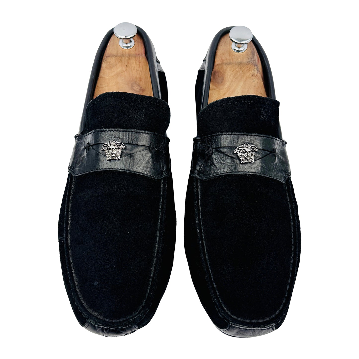 Versace Men's Medusa Black Suede Loafers (Size 44/44.5)