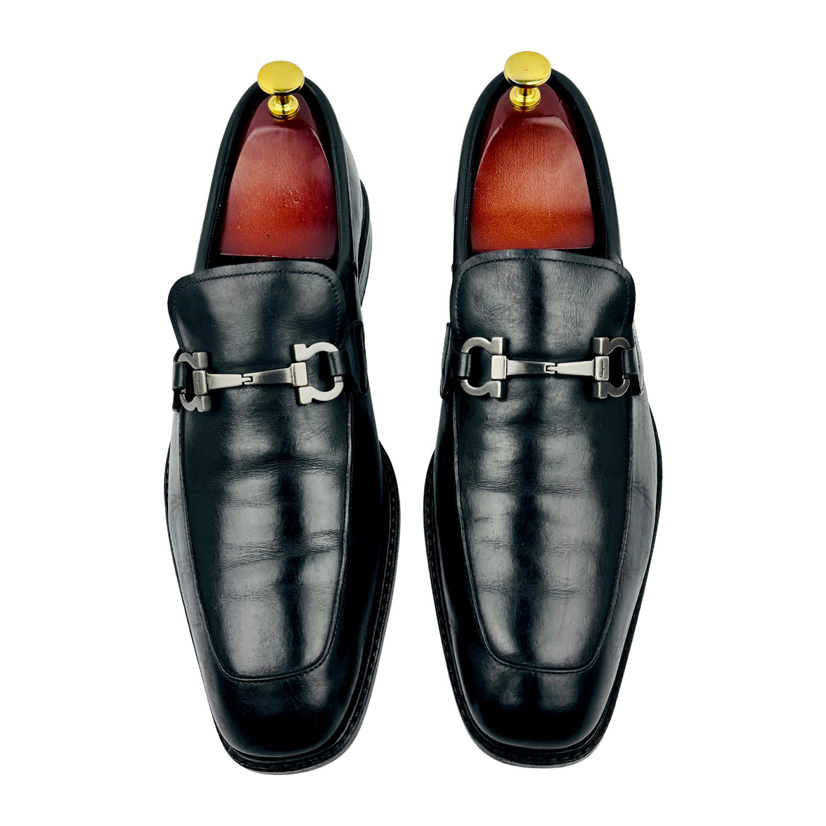 Salvatore Ferragamo Men's Black Leather Loafers (Size 45)