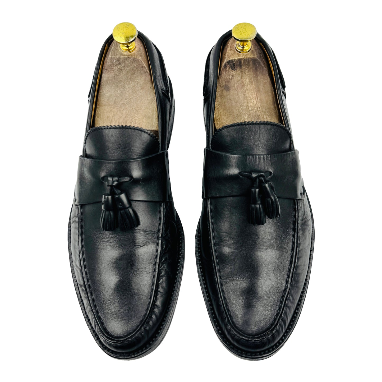 Bally Men's Black Leather Tassel Loafers (Size 42)