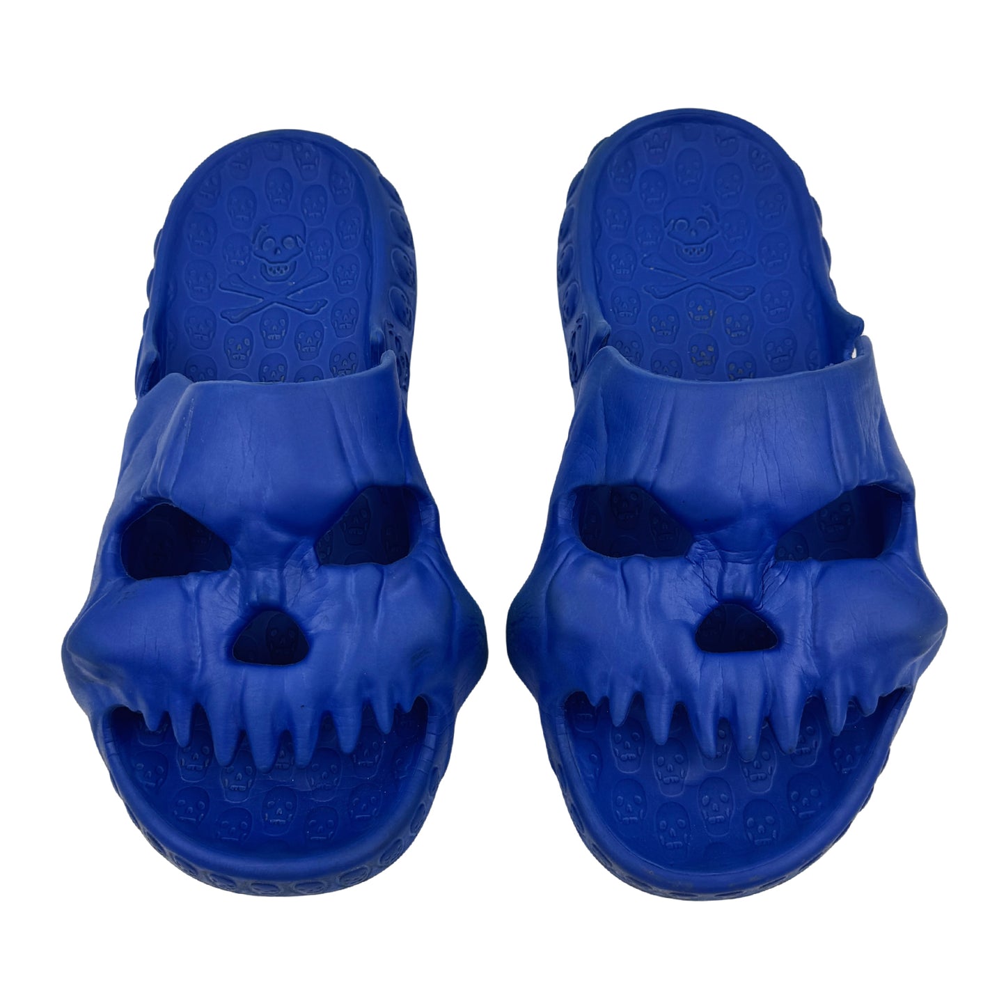 North Royal Draven Skull Blue Slides (Size 42.5)