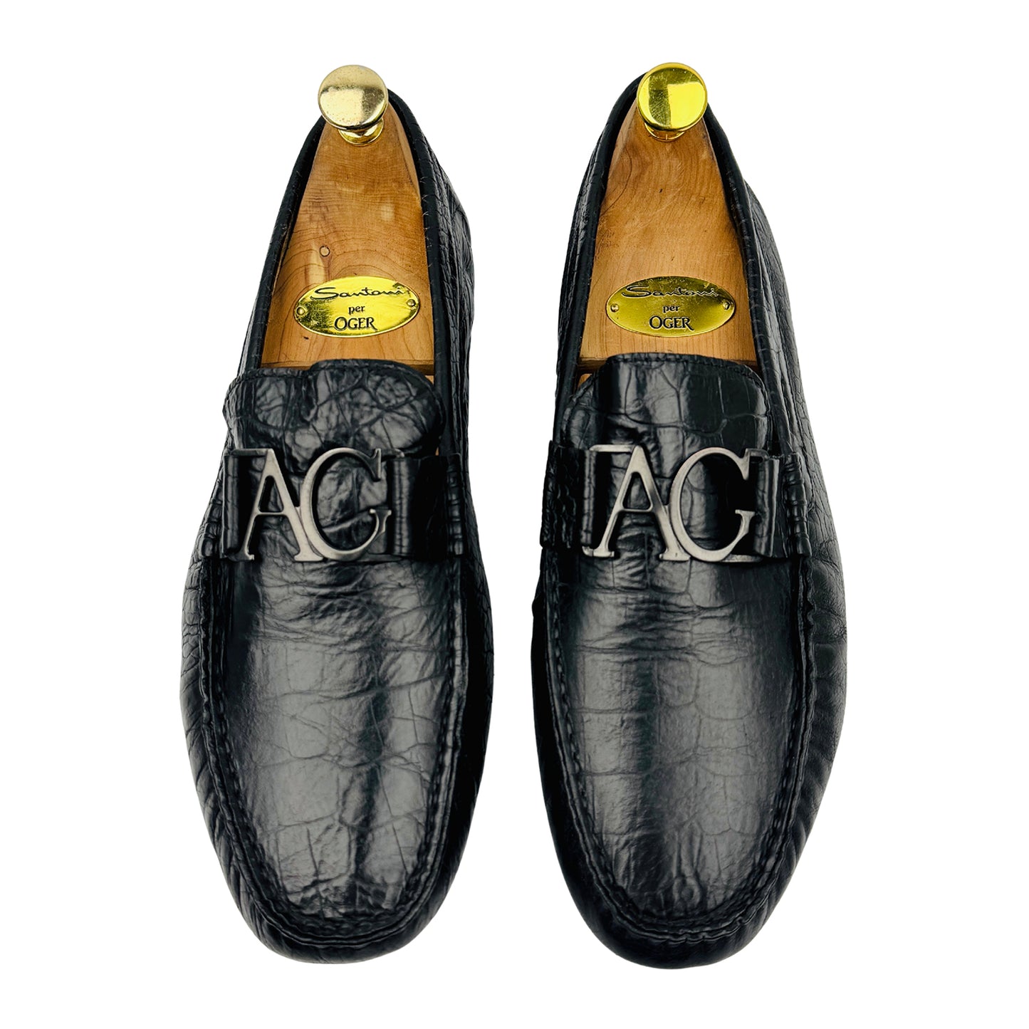 Alberto Guardiani Croc Embossed Leather Loafers (Size 43)