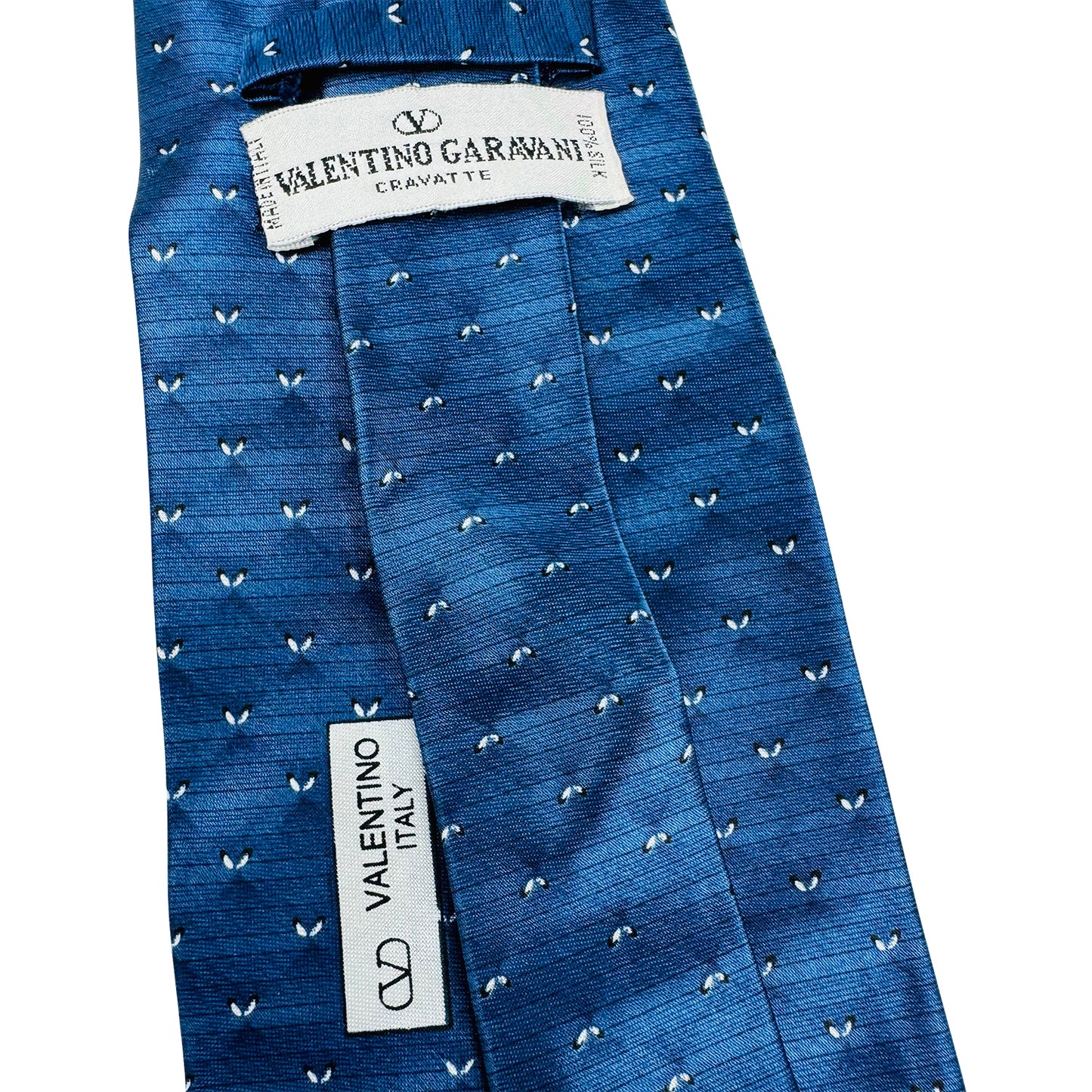 Valentino Blue 'Micro-Dot/Motif Pattern' Silk Tie (Size Regular)