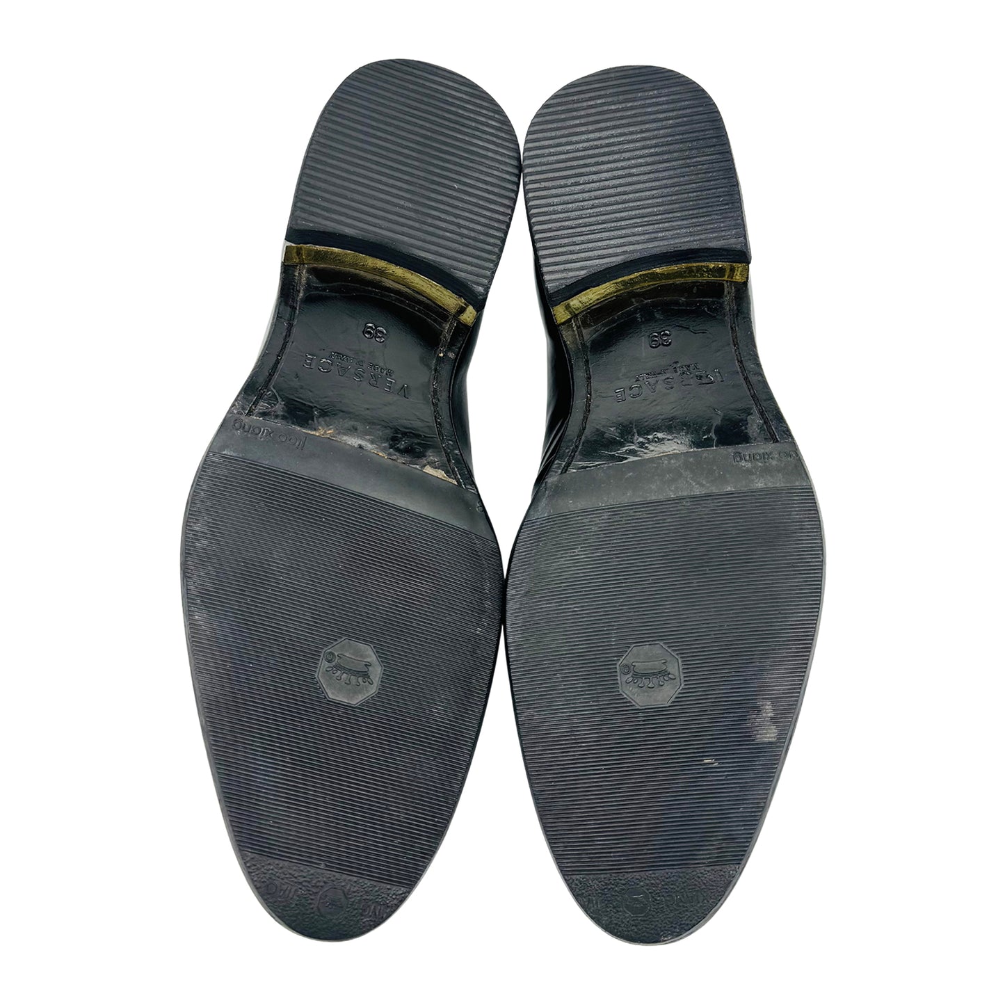 Versace Patent Leather Greca Pattern Heel Loafers (Size 40.5/41)