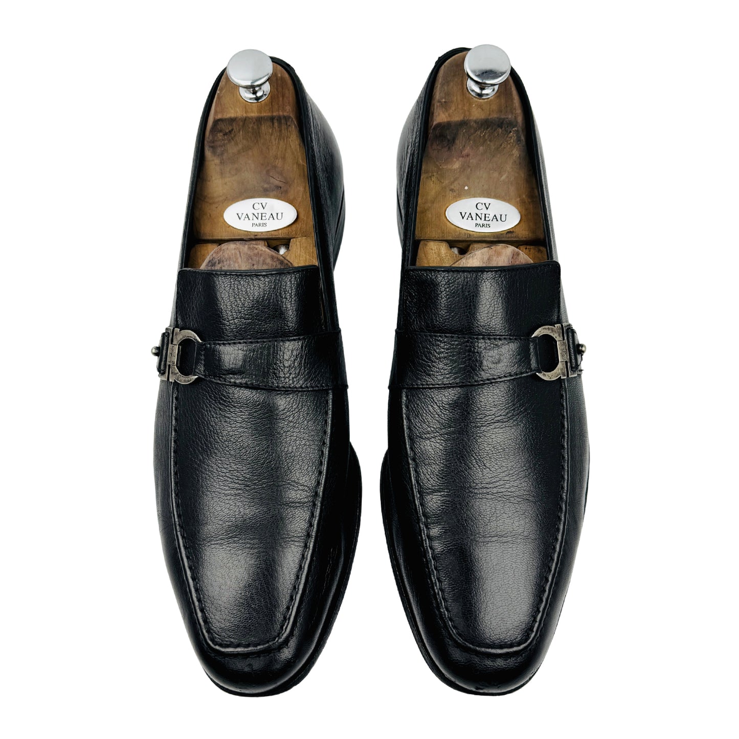 Salvatore Ferragamo Men's Black Leather Loafers (Size 44/44.5)