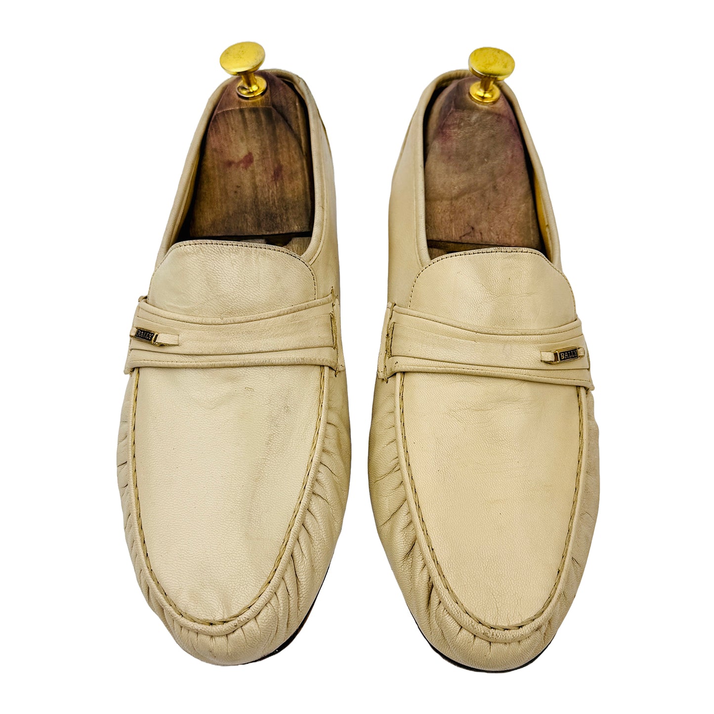 Bally Men's Light Beige Leather Loafers (Size 41/41.5)