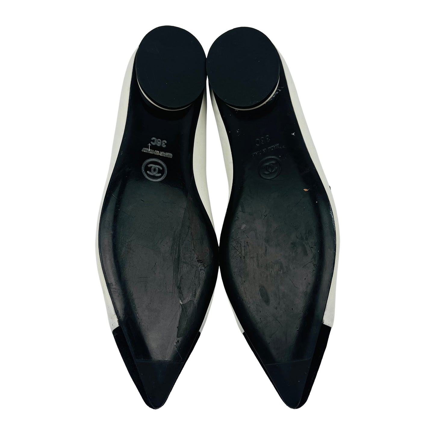 Chanel Mary Jane Black White Ballet Flats (Size 36)