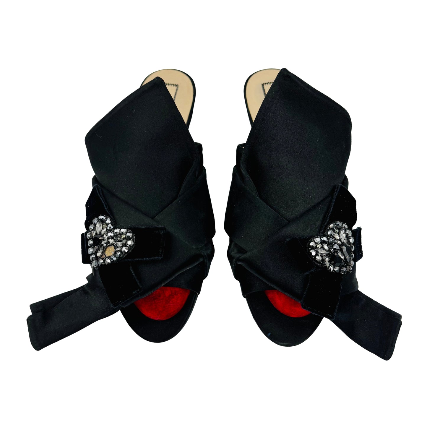 N21 Women's Black Satin Sandal Slides (Size 39)