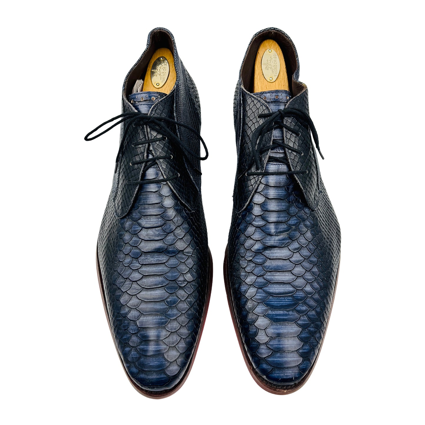 Floris van Bommel Men's Blue Snake Print Derby Shoes (Size 44)