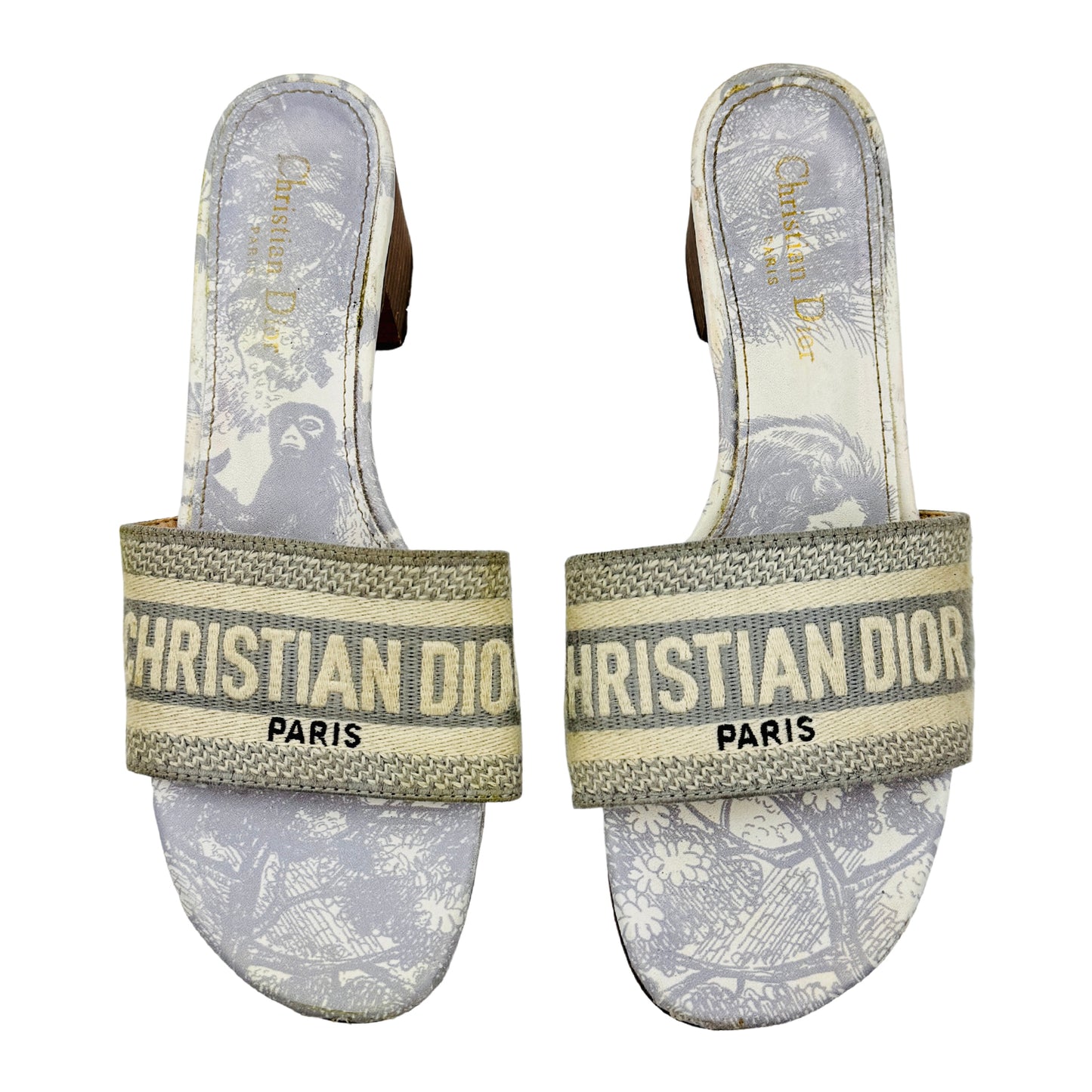 Dior Women's Dway Grey Heeled Slides (Size 39)