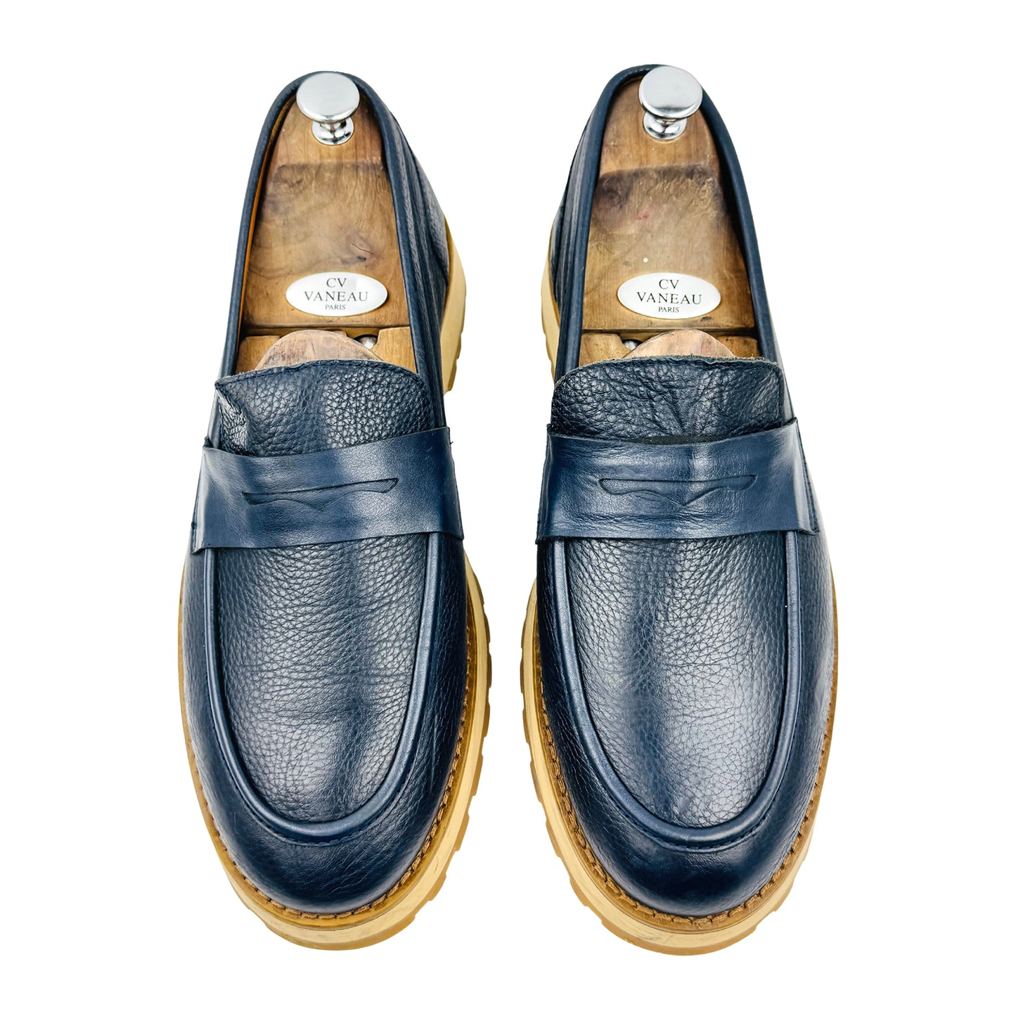 Valmenti Men's Navy Leather Loafers (Size 44)