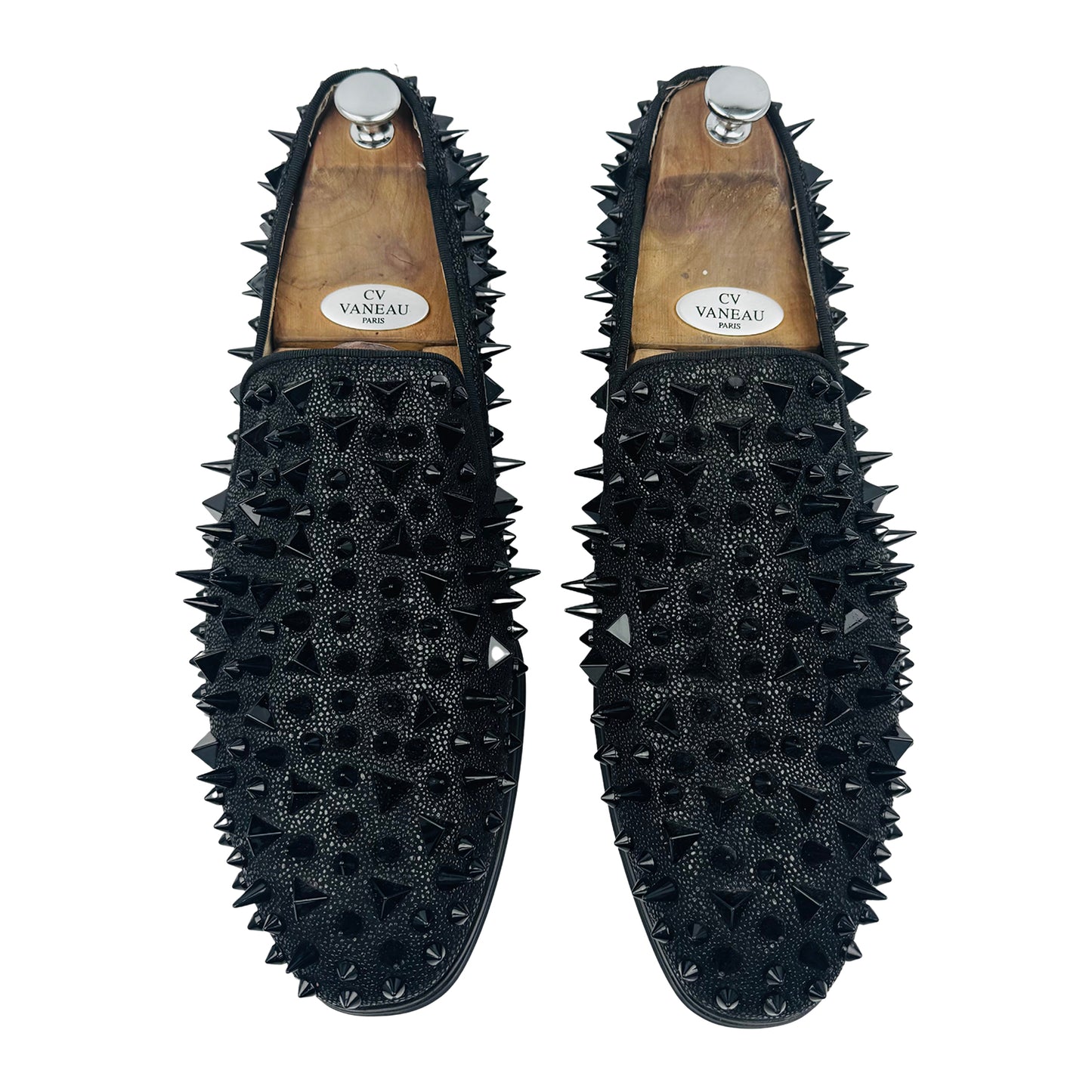 LTTL Men's Black Spiked Loafers (Size 45)