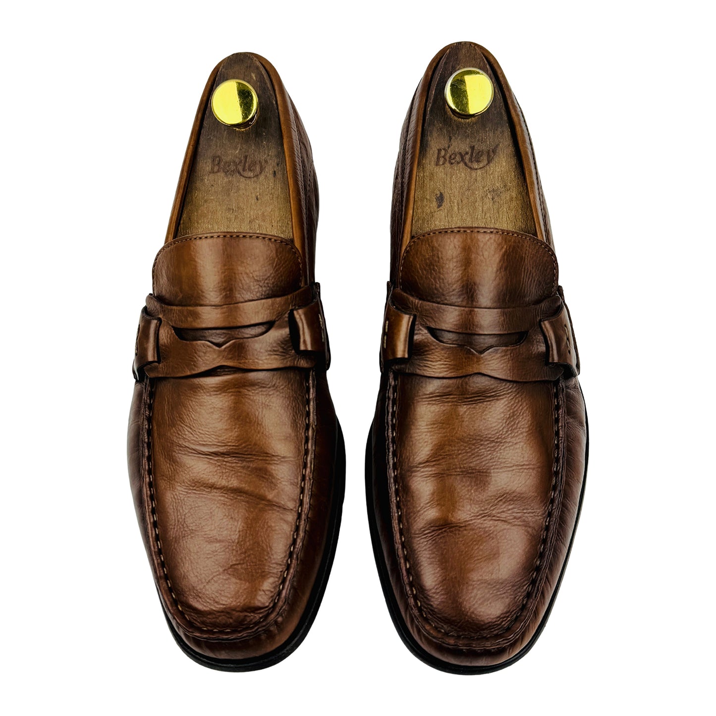 Santoni Brown Leather Penny Loafers (Size 43/43.5)
