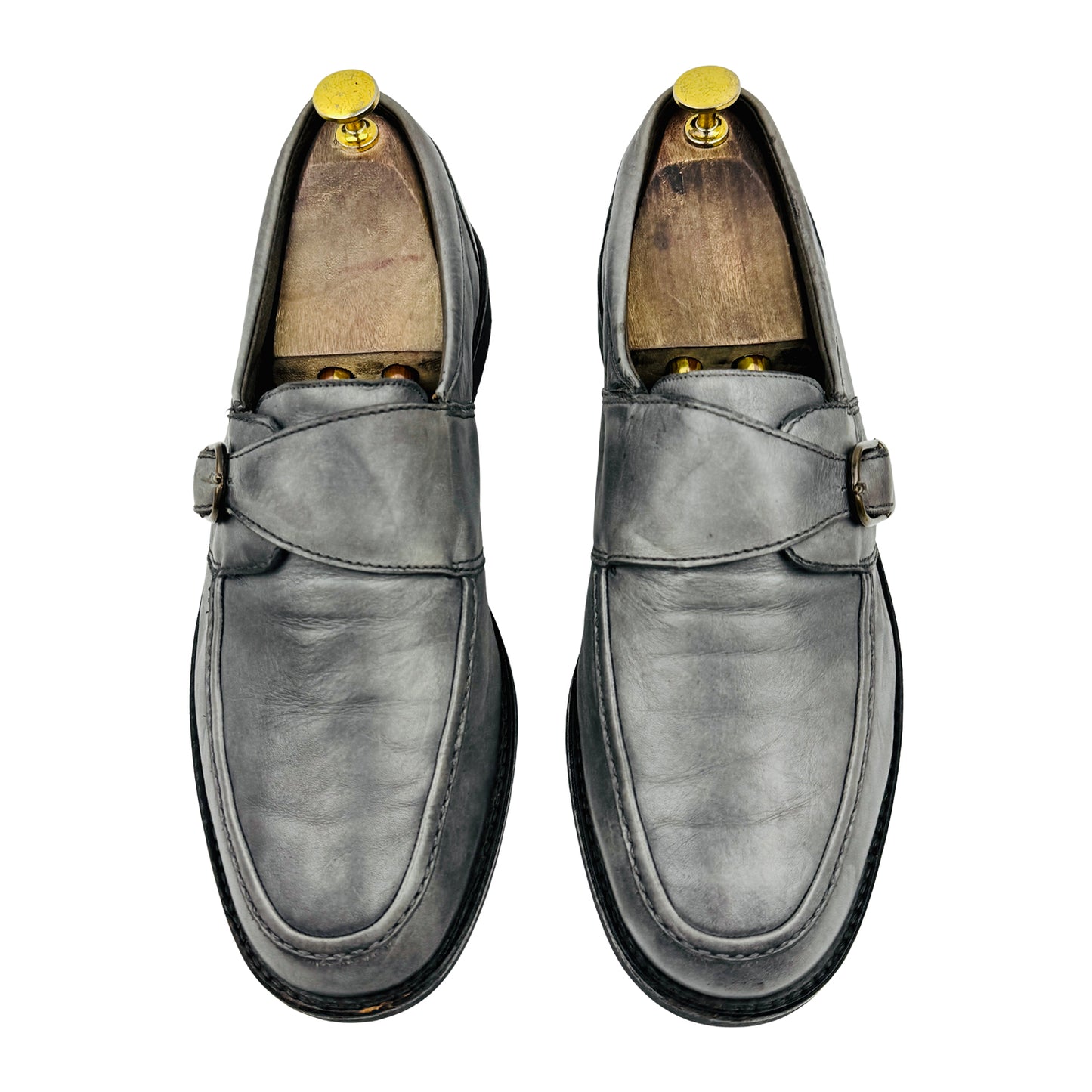 Bally Men's Single Monk Strap 'Sport Grey' Leather Loafers (Size 43.5)
