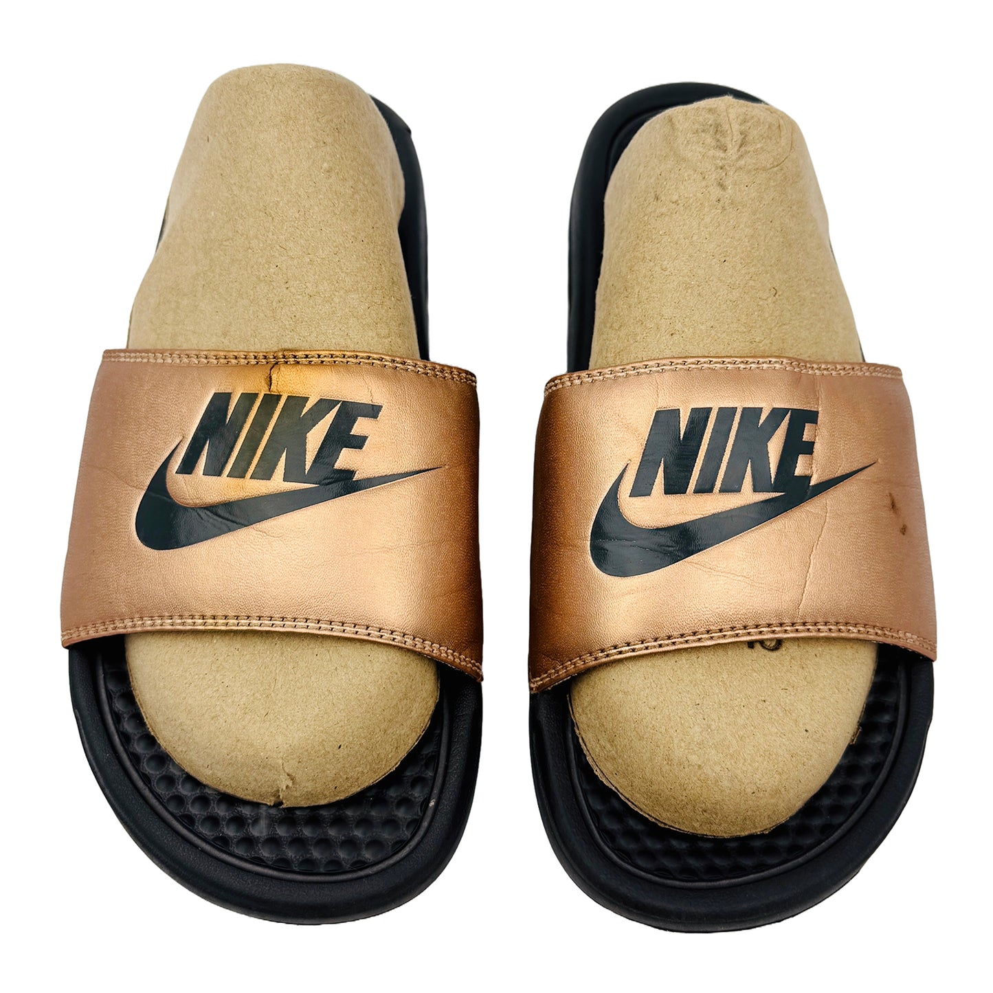 Front image of Nike Benassi JDI Golden Black Slides (Size 40.5/41) - 343881-900