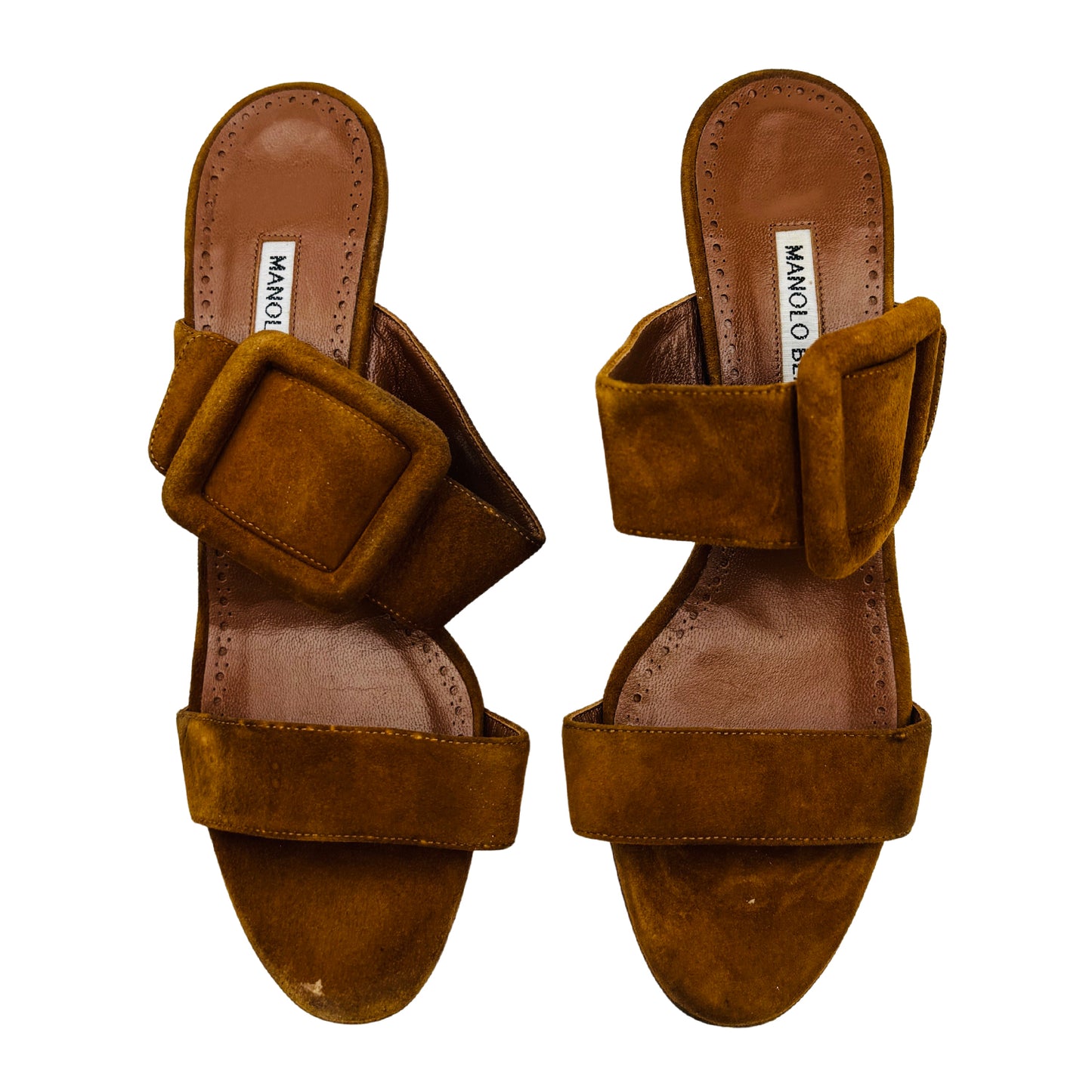Manolo Blahnik Gable Brown Suede Heels (Size 37)